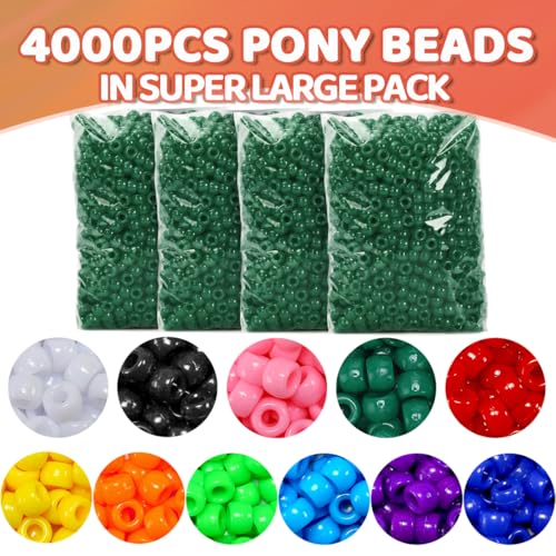 Praisebank 4000pcs Dark Green Pony Beads for Jewelry Making, Crafts, Hair Braids - color: Dark Green