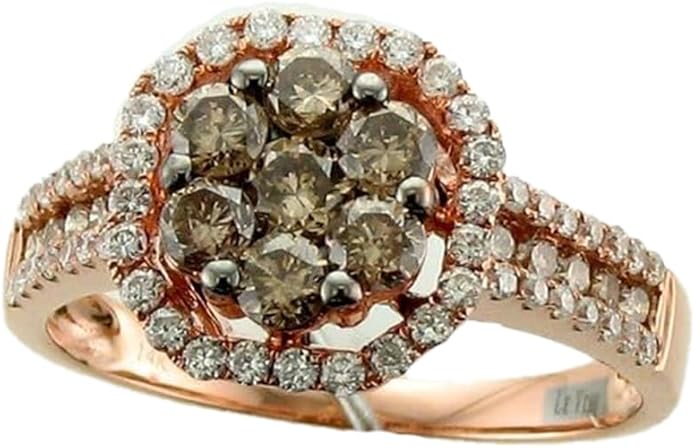 LE VIAN 1 1/10 Carat Vanilla and Chocolate Diamond Statement Ring for Women | 14k Rose Gold Elegant and Classic Ring for Her (Brown, G-H, VS2-SI1, 1.12 cttw) Promise Anniversary Wedding Band Size 8.5