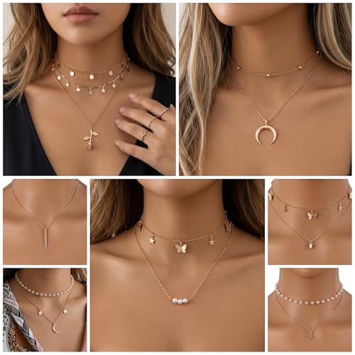 Kenning 30 Pcs Mother's Day Necklace Gifts Bulk Pendant Necklace Set for Women Gold Plated Acrylic Adjustable Clavicle Chain with Card - color: Gold, style: Stylish Mixed Style