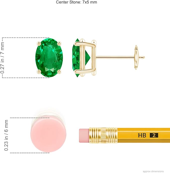 ANGARA Natural Emerald Earrings for Women | Oval Shape Emerald Classic Earrings in 14K Solid Gold/Platinum | May Birthday, Anniversary, Gemstone Jewellery Gift