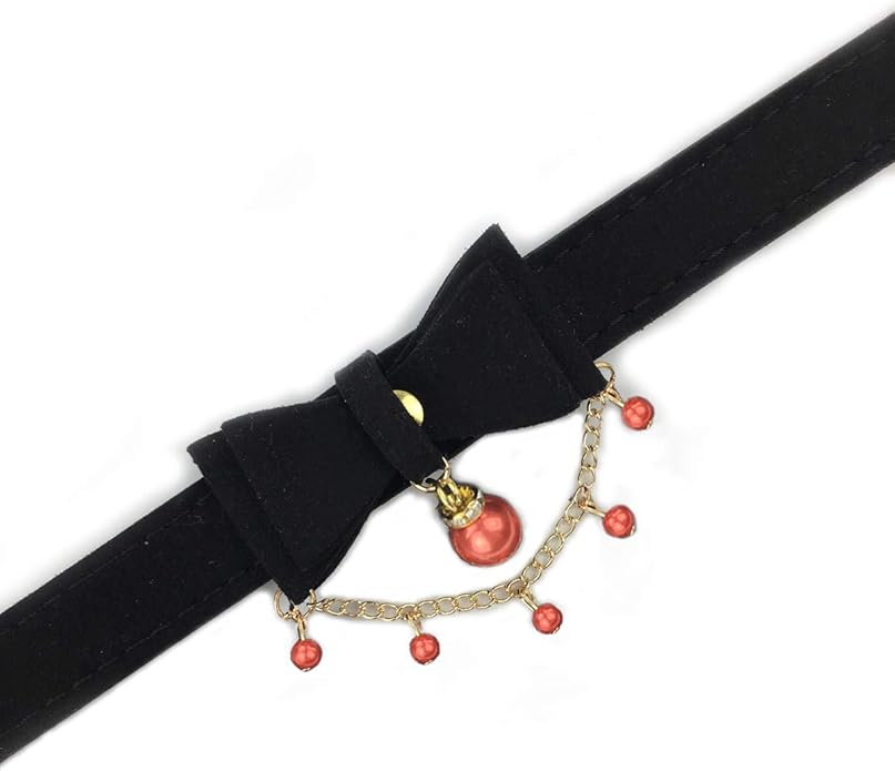 Bell Choker Collar Necklace Lolita Bow Collar Cat Kitty Velvet Necklace