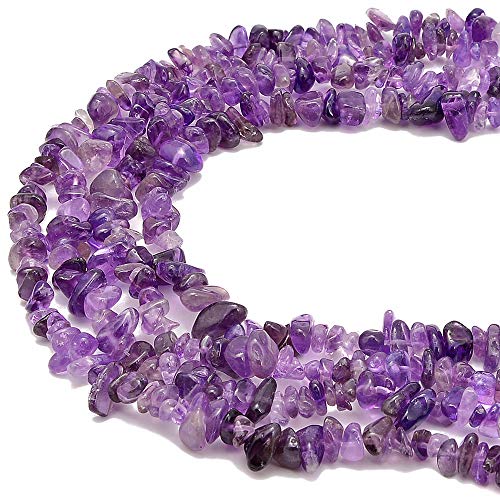 3-5mm Natural Purple Amethyst Gemstone Chips Loose Beads Semi Precious for Jewelry Making DIY Handmade Craft Supplies 1 Strand per Bag Approxi 32" - color: Purple Amethyst
