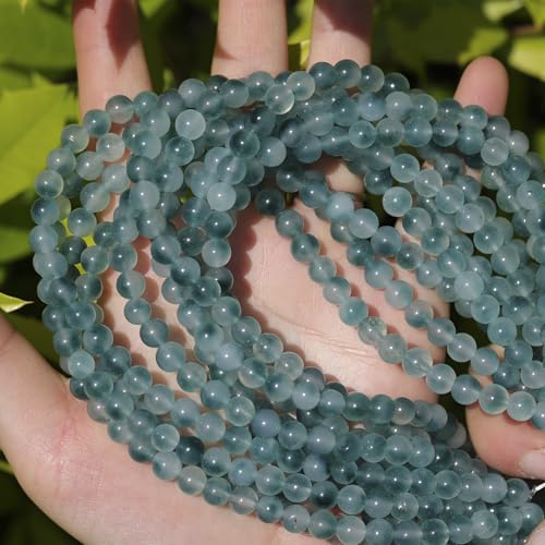 6mm Natural Stone Beads 65pcs Flower Jade Polished Round Smooth Crystal Loose Gemstone Beads for Jewelry Making DIY Bracelet Necklace Earring Crafts Supplies - color: Flower Jade 1 strand-65pcs
