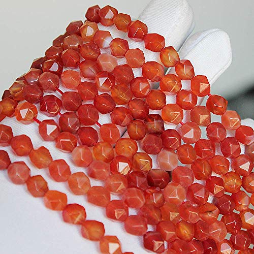 MJDCB Best Sellers Natural Stone Beads Faceted Polygon Red Agate Crystal Energy Stone Healing Power for Jewelry Making(8mm) - color: Red Agate
