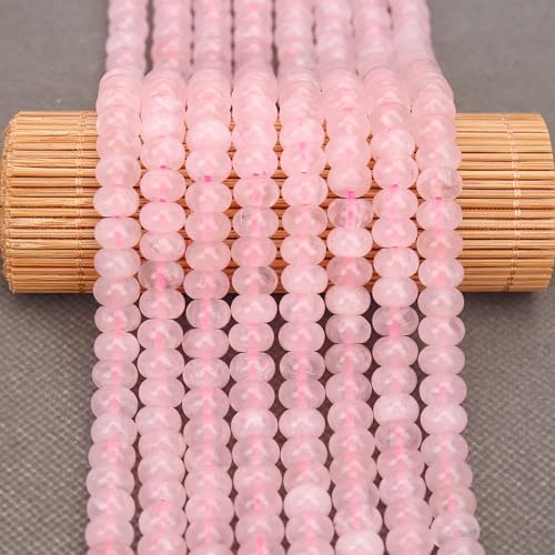BONNY BOXX 1 Strand Natural 5 * 8mm Pink Quartz Rondelle Beads, Natural Abacus Disk Stone Beads Loose Spacer Gemstone for DIY Bracelet Necklace Jewelry Making - color: Pink Quartz, size: 5*8mm