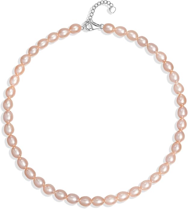 Pearl Necklace for Women, AAA+ Freshwater Cultured Pearl Strand,18 Inch with Sterling Silver Clasp, Elegant Pearls Classic Jewelry Gift for Mother's Day | Christmas | Wedding | Anniversary for Mother Wife Daughter