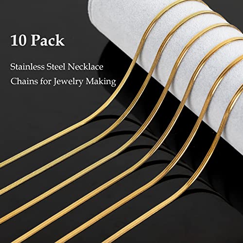 UMAOKANG Gold Plated Jewelry Chain, Dainty 3mm Herringbone Chain for Jewelry Making Men and Women Necklace Choker Chains Bulk (10pcs, 18 inch) - color: Gold Herringbone, size: 18 Inch