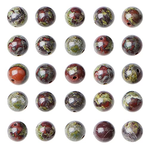 AD Beads 8mm Natural Round Loose Beads 110 Pieces, for Making 108 Mala Prayer Beads Necklace, Bracelet & Yoga Meditation, Jewelry Design (Bloodstone) - color: Bloodstone