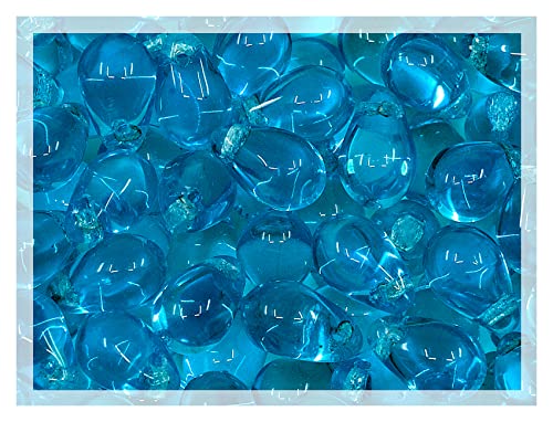 Czech 50-Piece Glass Beads, 6x9mm, Teardrop Aqua Blue Transparent - color: Aqua Blue