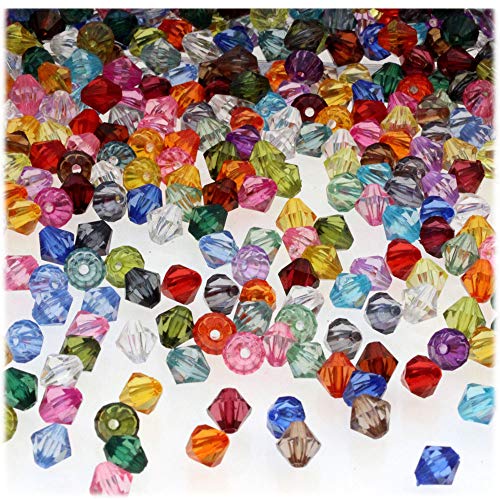 The Crafts Outlet, 1,000-pc Acrylic Bicone Beads, Faceted, 4mm, Clear