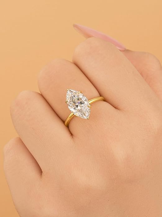 3.5CT Marquise Cut Engagement Ring, AAAAA Grade Cubic Zirconia Promise Ring for Women, S925 Silver Bridal Wedding Jewelry