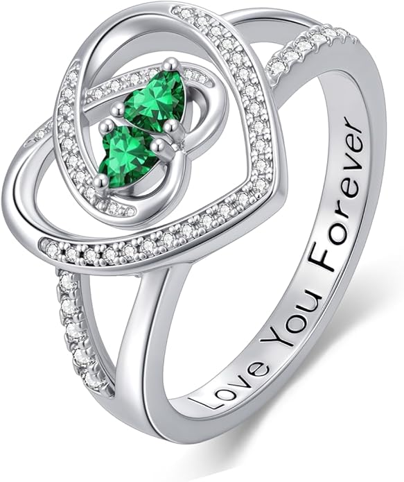 Valentine's Day Gifts for Women Birthstone Rings for Women Heart Statemet Engagement Eternity Wedding Promise Rings Jewelry Anniversary Christmas Valentine Mothers Day Birthday Gifts for Wife Her Girlfriend