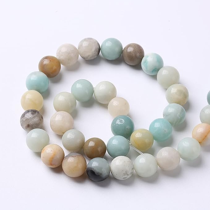12mm 31pcs Natural Stone Beads Colorful Amazonite Gemstone Round Loose Beads for Jewelry Making DIY Bracelet Necklace Earrings15 Inch