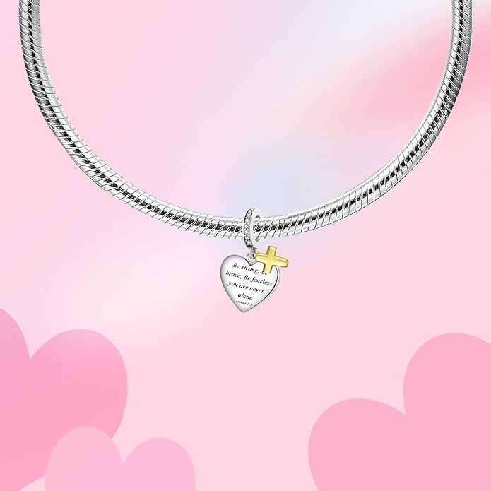 Birthday Fashion Love Heart Dangle Charm 925 Sterling Silver Charms fits Bracelets and Necklace Pendant Bead Charms Jewelry Present for Women Family Friends