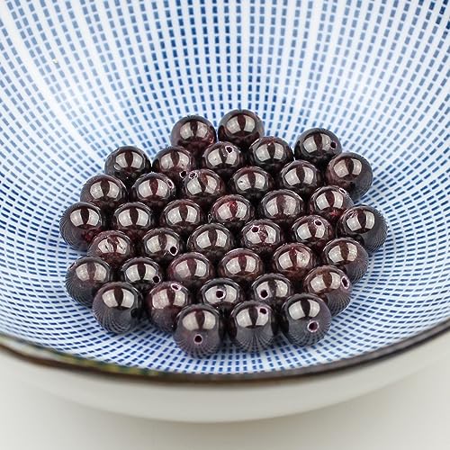 MJDCB Natural Stone Beads Garnet Round Loose Beads for Jewelry Making DIY Bracelet Necklace (8mm) - color: Garnet, size: 8mm