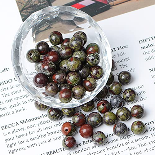 AD Beads 8mm Natural Round Loose Beads 110 Pieces, for Making 108 Mala Prayer Beads Necklace, Bracelet & Yoga Meditation, Jewelry Design (Bloodstone) - color: Bloodstone