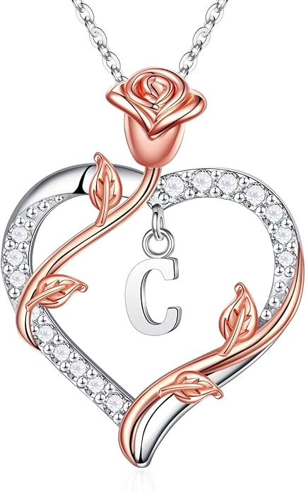 Iefil Valentines Day Gifts for Her - 925 Sterling Silver Heart Initial Necklace, Anniversary Birthday Gifts for Women, Jewelry Gift for Wife Girlfriend