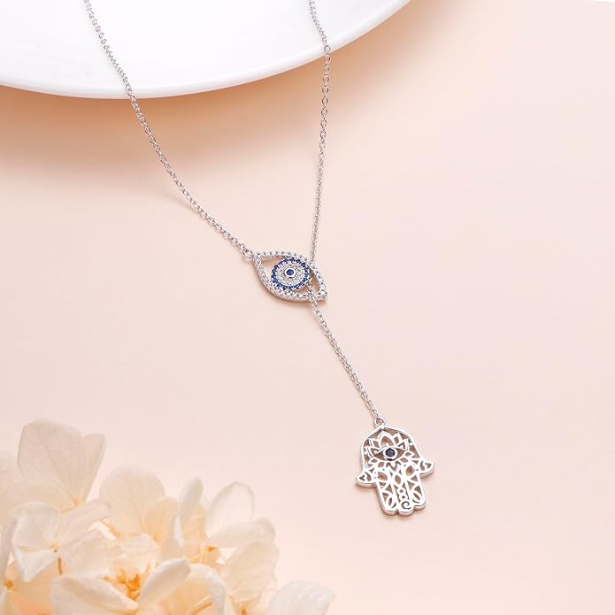 Long Necklace Sterling Silver Larait Bar Y Lariat Long Chain Drop Adjustable Necklace Gift for Her, 30"