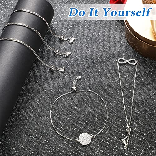 Sureio 10 Pieces Adjustable Slider Bracelet for Jewelry Making Bracelet Chains for DIY Jewelry Making Findings Extender Chains with Rhinestones Ends for Women (Silver and Gold) - color: Silver and Gold