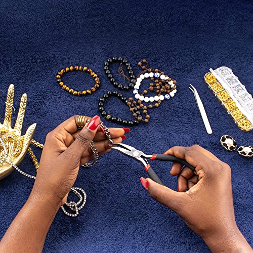 Open Jump Rings and Lobster Clasps Jewelry Fixing Kit (1200 pcs Gold and Silver) with a Bent Nose Jump Ring Pliers, Tweezers, and a Jump Ring Opener (O Rings for Jewelry Making)