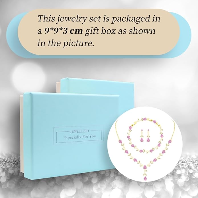 GZWHD Wedding Jewelry Sets for Bride Bridesmaid Women Cubic Zirconia Necklace Earrings Bracelet Set Gift for Mother Friend Wife Daughter Sister Party Prom Jewelry