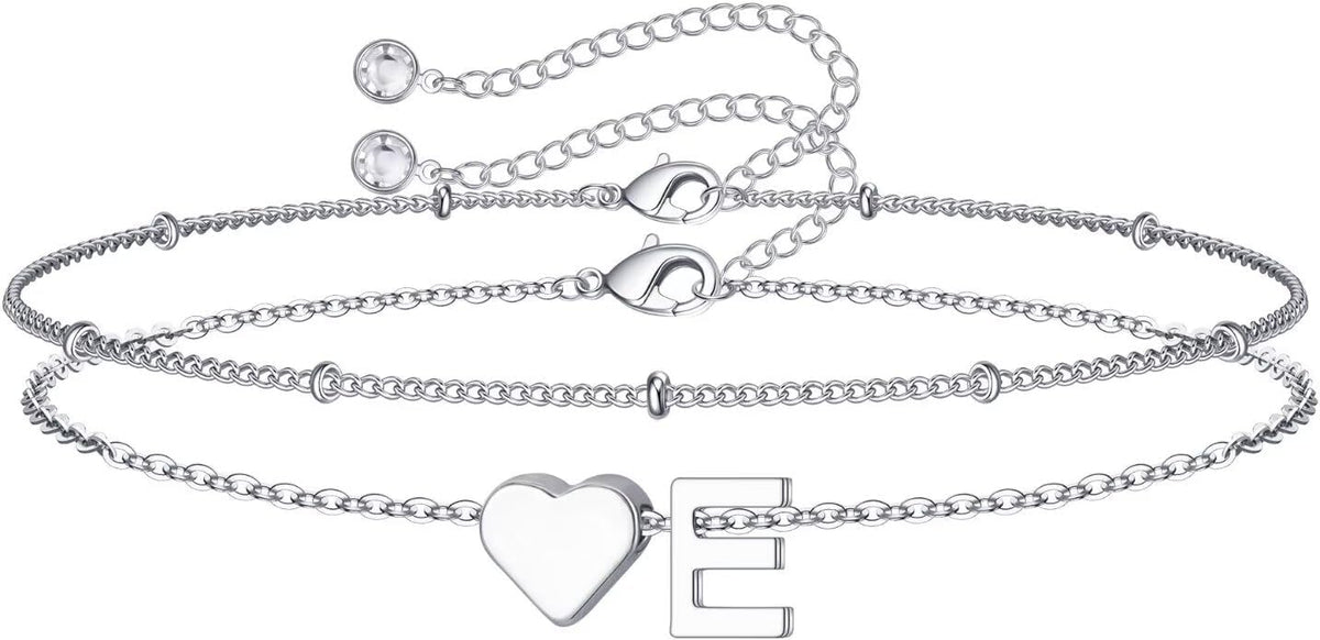 M MOOHAM Valentines Day Gifts for Kids Teen Girls -14K-Gold-Plated Heart Initial A-Z Bracelets for Women Girl Dainty Gold Bracelets Birthday Valentines Gifts for Women Her Teenage Girls Kid Teen Gift