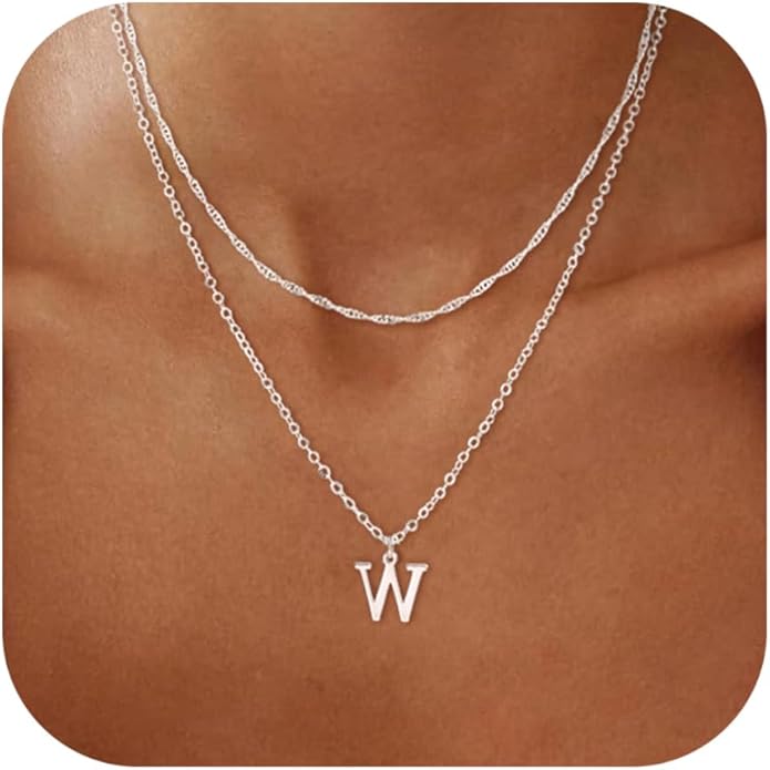 14K Gold Plated Initial Necklaces for Women Dainty Layered Letter Pendant Necklace Cute Choker Necklace Gift Trendy Stuff Personalized Jewelry Stack for Women Her