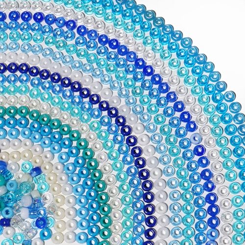 1000pcs Pony Beads Bulk for Bracelets,6 * 9mm Large Hole Colored Kandi Beads for Hair and Keychain Making,Friendship Necklace for Gift and DIY Crafts(Mixed Blue) - color: Mixed blue