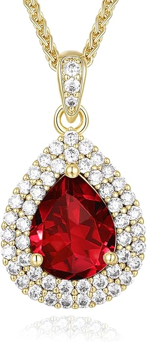 Valentine's Day Gift for Wife/Her-18K Gold Plated Teardrop Birthstone Necklace- with Light-Up Gift Box,Jewelry for Women,Anniversary Birthday Gifts for Women Her Wife Girlfriend Mom,Womens Jewelry