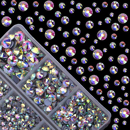 4000pcs Hot Fix Round Crystals Gems Glass Stones Hotfix Flat Back Rhinestones (Crystal AB) - color: Crystal AB, size: 4000 Count (Pack of 1)