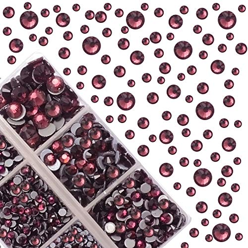 4000Pcs Mixed Size Hot Fix Round Crystals Gems Glass Stones Hotfix Flat Back Rhinestones (Amethyst) - color: Amethyst, size: 4000 Count (Pack of 1)