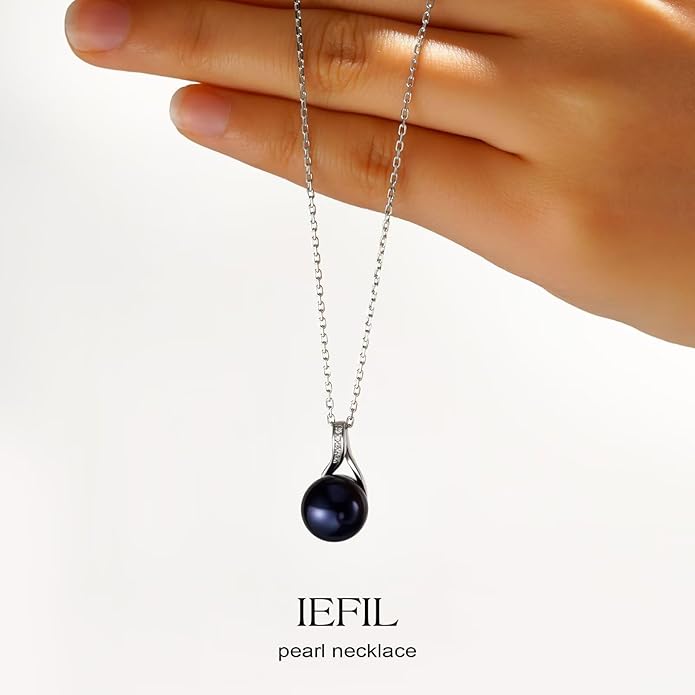 Iefil Valentines Day Gifts for Her - 925 Sterling Silver 10-11mm Freshwater Pearl Necklace, Anniversary Birthday Gifts for Women Wife Girlfriend