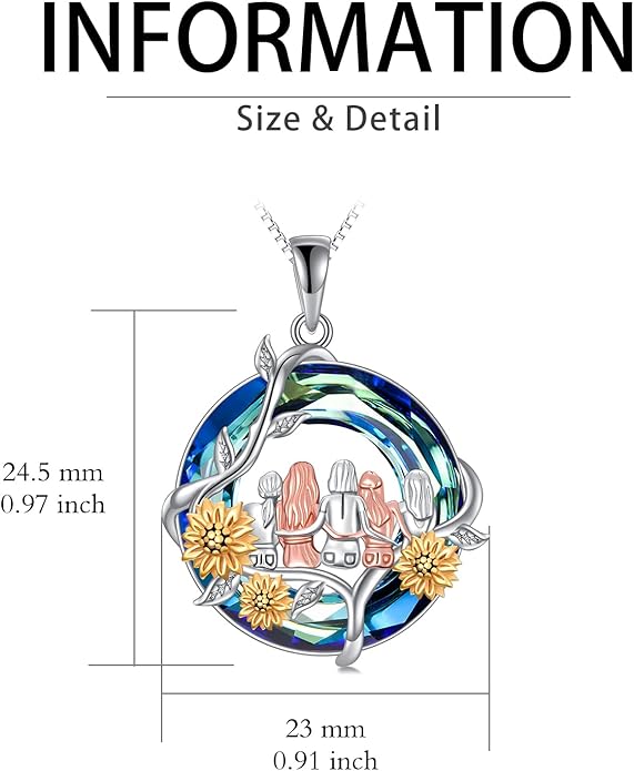 TOUPOP Sisters Gifts from Sister Necklace Sterling Silver Rose Flower with Crystal Jewelry Valentines Day Birthday Gifts for Women Best Friend Friendship