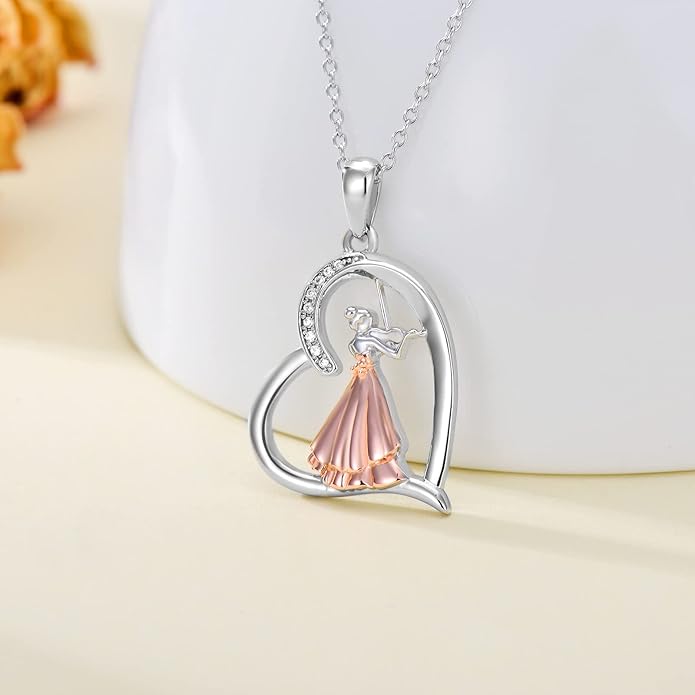 Violinist Necklace Sterling Silver Music Crystal Jewelry Saxophone Cello Violin Piano Flute Music Note Necklace Music Gifts for Women Girl Daughter