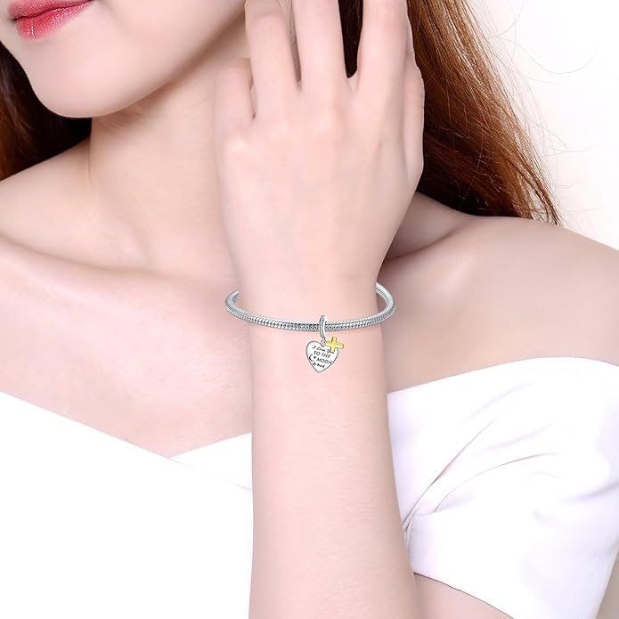 Birthday Fashion Love Heart Dangle Charm 925 Sterling Silver Charms fits Bracelets and Necklace Pendant Bead Charms Jewelry Present for Women Family Friends