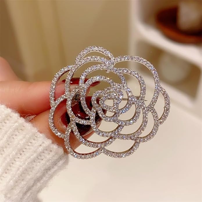 Flower Brooch for Women Rhinestone Flower Brooch Pins Floral Brooches Jewelry Gift for Mom Wife