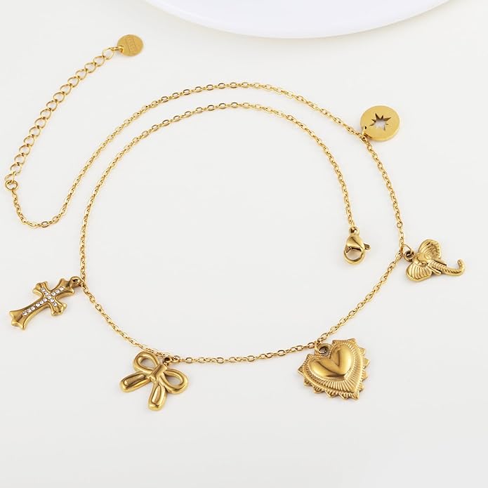 Heart Necklace for Women, 18K Gold Plated Heart Pendant Layered Necklaces Jewelry Gifts Gold Silver
