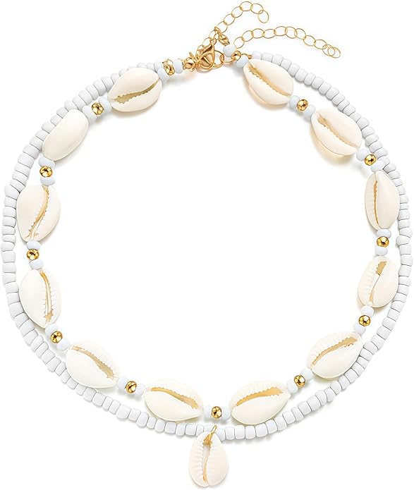 Nackiy Handmade Sea Shell Necklace for Women Summer Adjustable Natural Shell Collar Necklace