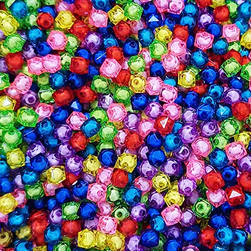 Cube 400pcs Faceted Square Transparent 8mm Glass Crystal Spacer Beads, Round Beads Inside for Jewelry Making (Mixed) - color: White,Rainbow