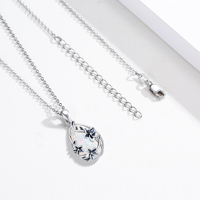JUSTKIDSTOY Moonstone Necklace 925 Sterling Silver Teardrop Pendant Necklace Jewelry Gifts for Women Girls