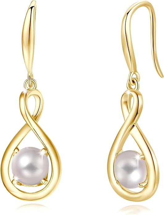 FANCIME Valentines Day Gift Dangle Drop Earrings 925 Sterling Silver Dainty Infinity Round Gemstone Birthstone Jewelry Birthday Gifts for Her Women