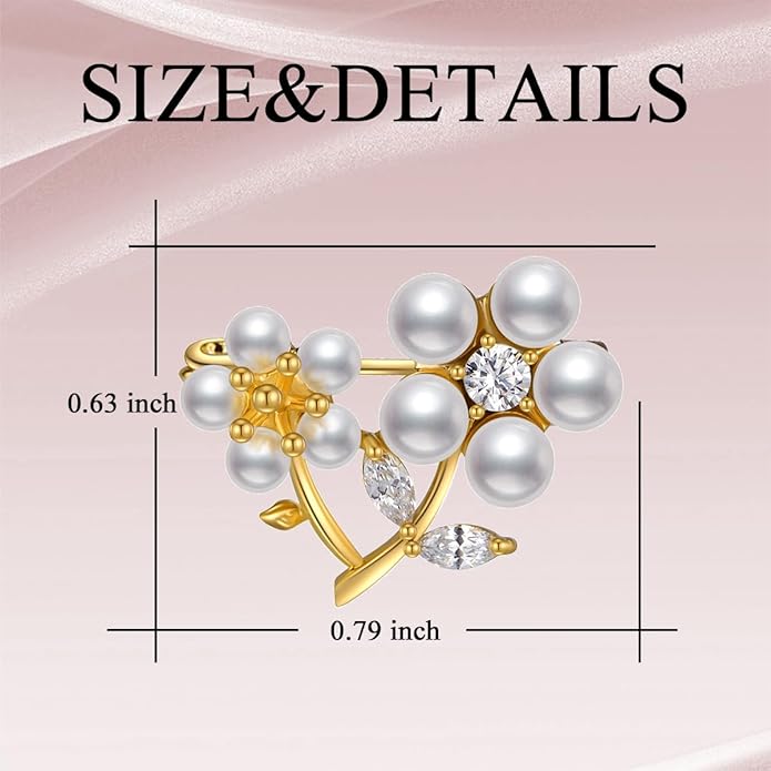 Flower Brooch Pin Rhinestones Pearl Flower Brooches Floral Pin Jewelry for Women Girls
