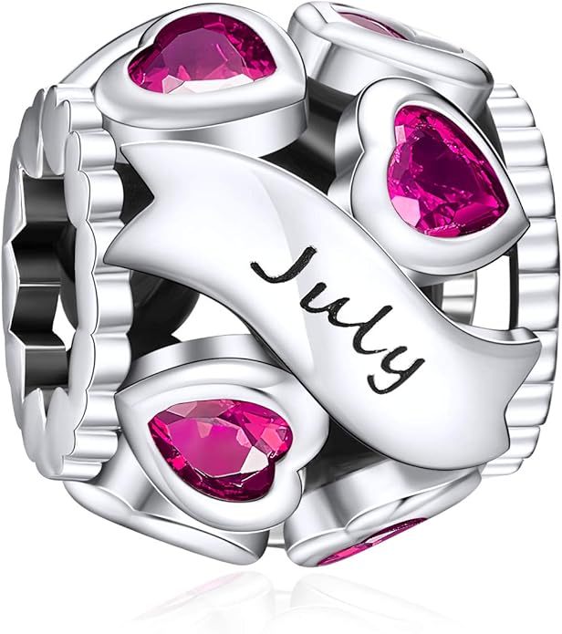 NINGAN Birthstone Charms 925 Sterling Silver Love Heart Openwork Bead for Charm Bracelets and Necklaces with 5A Cubic Zirconia, Birthday Mothers Day Jewelry Gifts Women