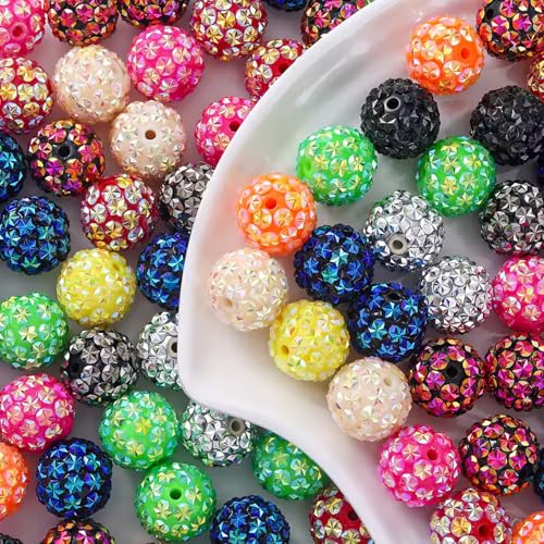 30PCS 20MM Bubblegum Beads for Pens, Mixed Color Snowflake Rhinestones Disco Ball Chunky Large Acrylic Round Beads for Bag Focal Beadable Pen Keychain Making Jewelry Bracelet Making DIY Crafts - color: Snowflake Rhinestones