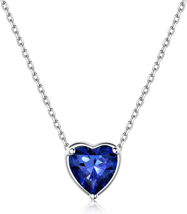 ChicSilver 925 Sterling Silver 12 Months Sparkling Round Cut Created Birthstone Pendant Necklace, 16 Inch Rolo Chain