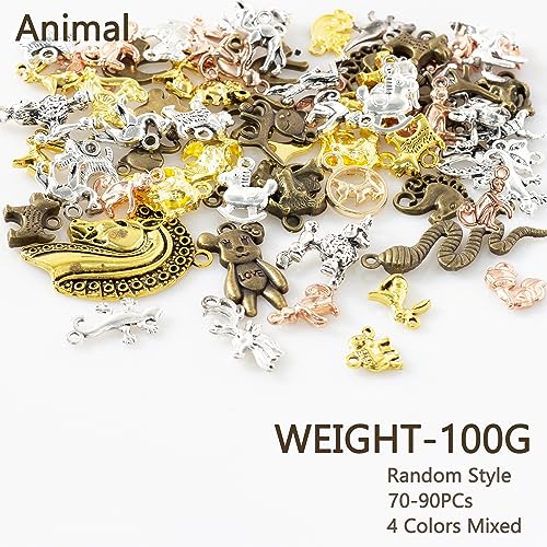 stino 100g Metal Pendant Charms for Jewelry Making, Bulk Silver & Gold Plated Charms for Braclet Necklace Crafts, Animal Plant Flower Pet and so on - color: Terricole Bronze Glod