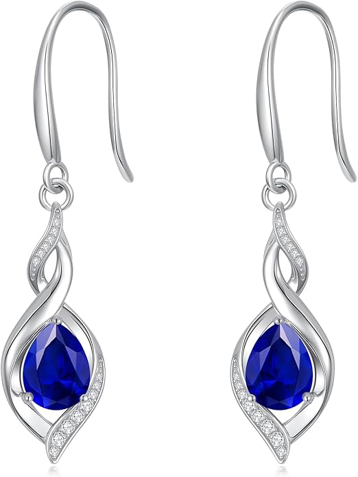 Birthstone Earrings for Women 925 Sterling Silver Infinity Love Jewelry Valentines Day Birthday Gifts for Her Mom Wife Girlfriend