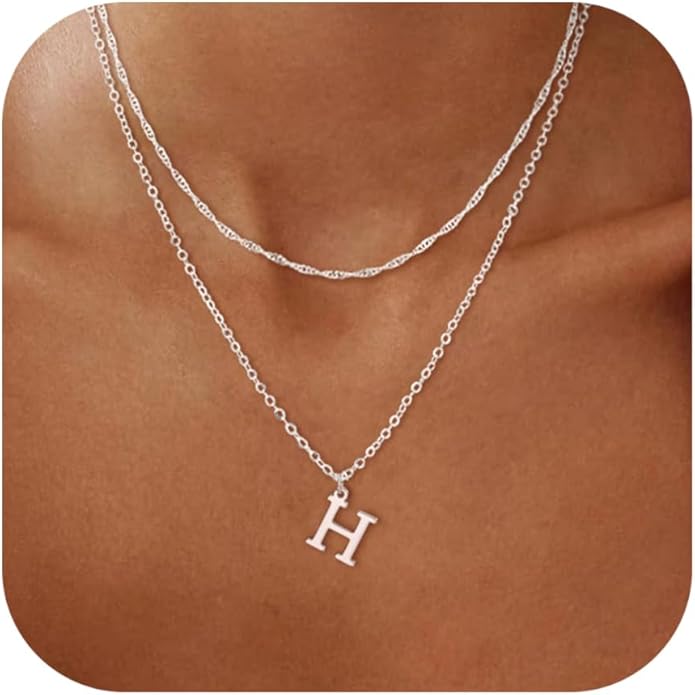 14K Gold Plated Initial Necklaces for Women Dainty Layered Letter Pendant Necklace Cute Choker Necklace Gift Trendy Stuff Personalized Jewelry Stack for Women Her