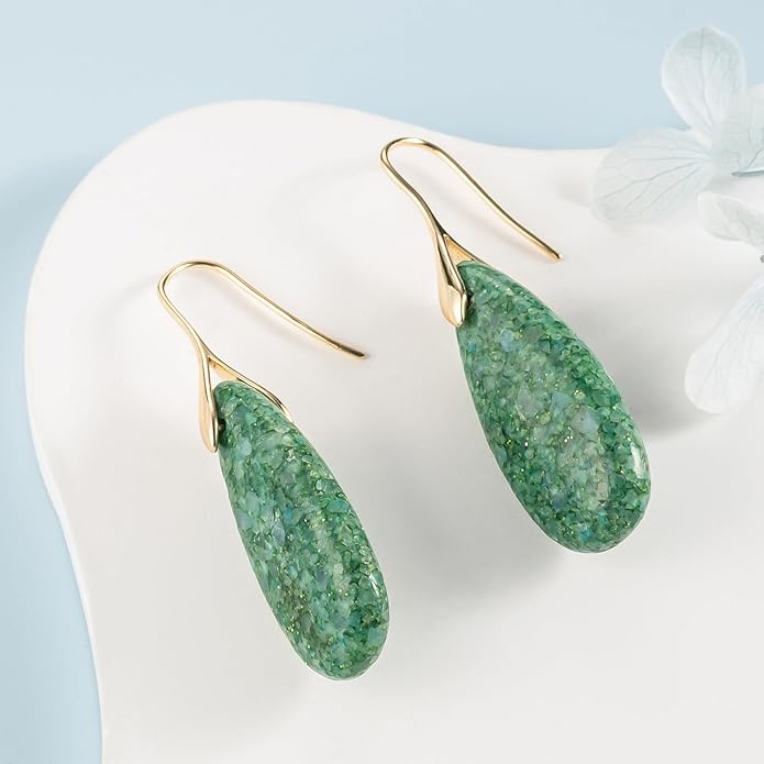 SELOVO Stone Fishhook Dangle Drop Earrings Statement Earrings for Women Stone