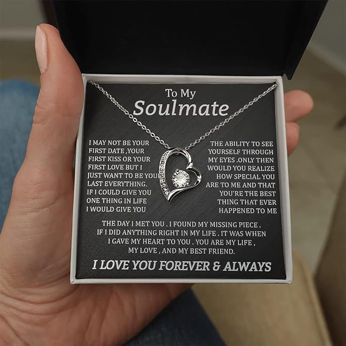 To My Beautiful Soulmate Necklace For Women, Necklace For Wife From Husband, Girlfriend Necklace From Boyfriend, Wife Birthday Gifts From Husband, Gifts Boxes For Women, Soulmate Necklace For Her